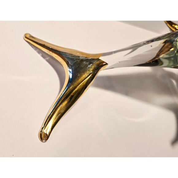 Large Murano Glass Gold Accented Dolphin Figurine - Picture 3 of 10